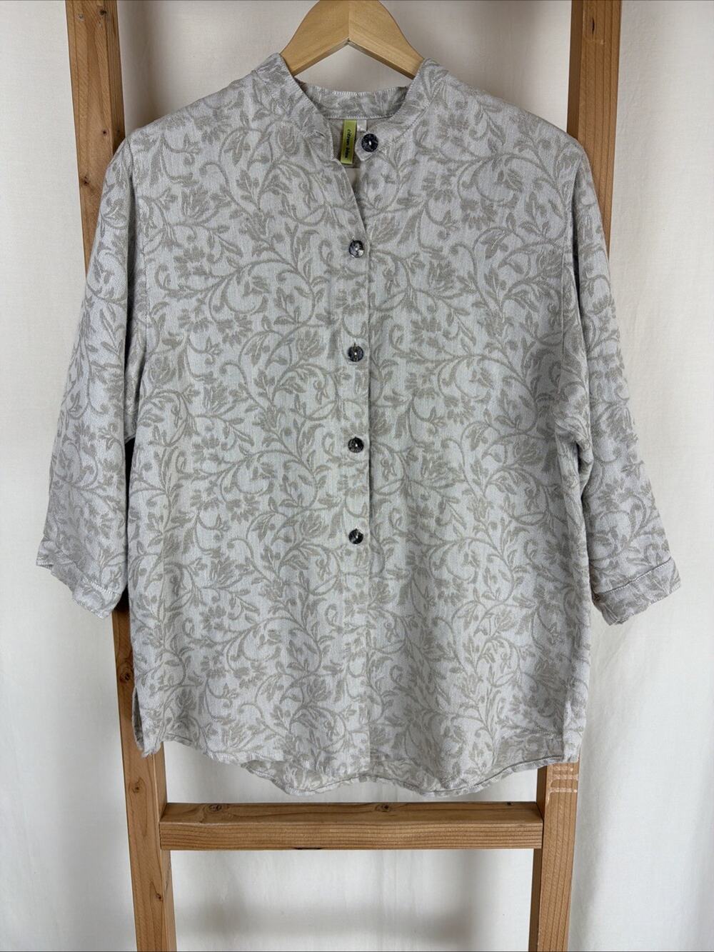 NWT Kleen Natural / Khaki Buttoned Shirt / Jacket / Tunic 3/4 Sleeves #0803 2X